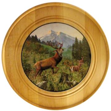 AKAH Ehrenscheibe aus Massivholz 30 cm – Motiv Hirsch