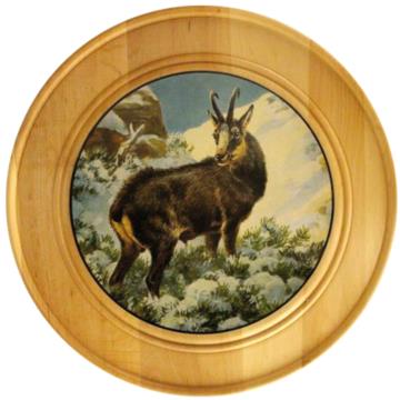 AKAH Ehrenscheibe aus Massivholz 30 cm – Motiv Gams