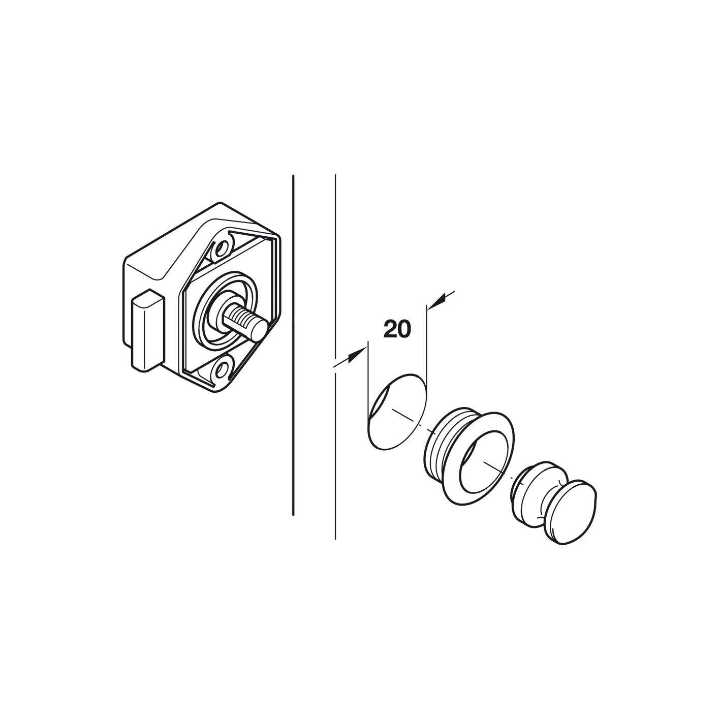 Aufschraub-Riegelschloss Push-Lock Mini, silber