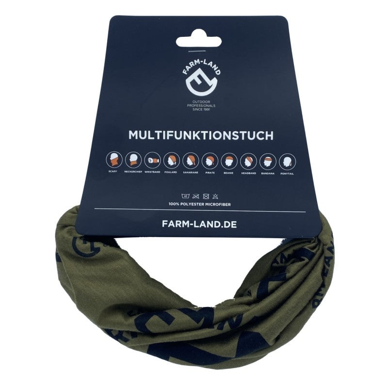 Farm-Land Multifunktionstuch, oliv – als Halstuch
