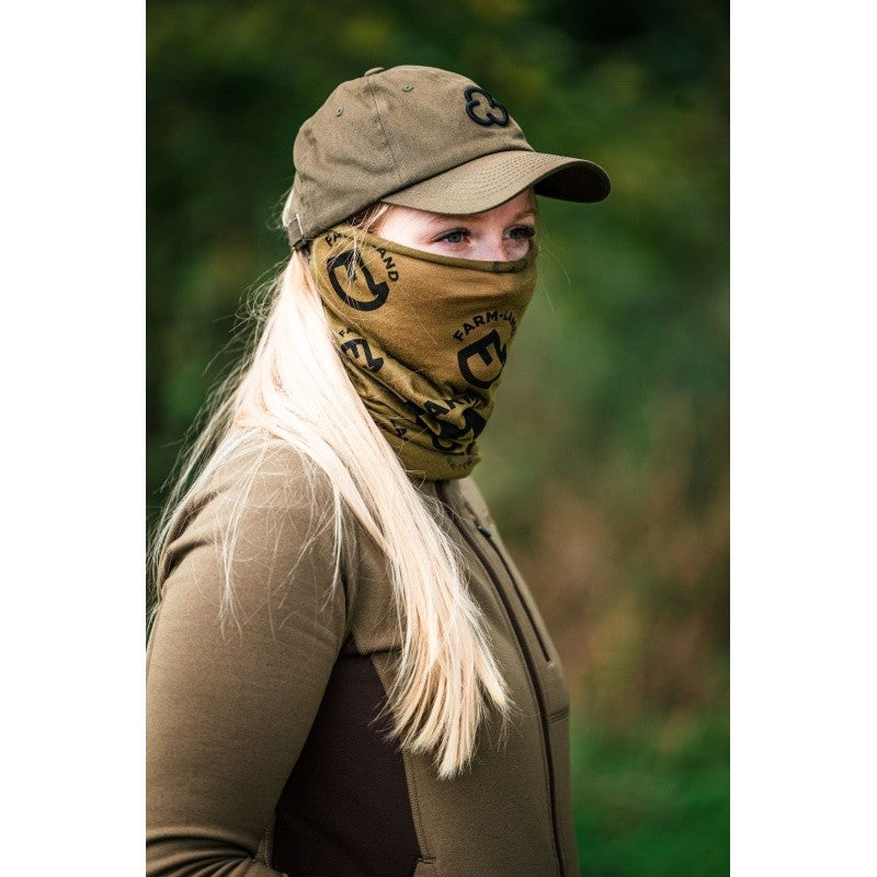 Farm-Land Multifunktionstuch, oliv – als Kopftuch