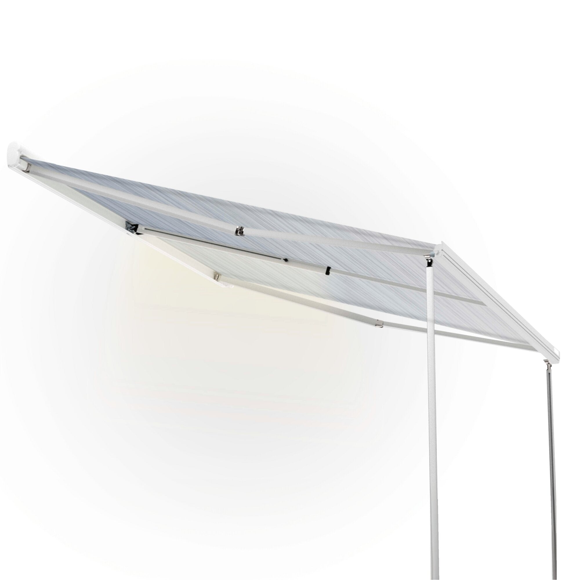 Spannstange Rafter LED in Silber, lange Metallstange mit LED-Leiste unterhalb, Befestigungsklemmen, für F45, F80s und Fiamma ZIP