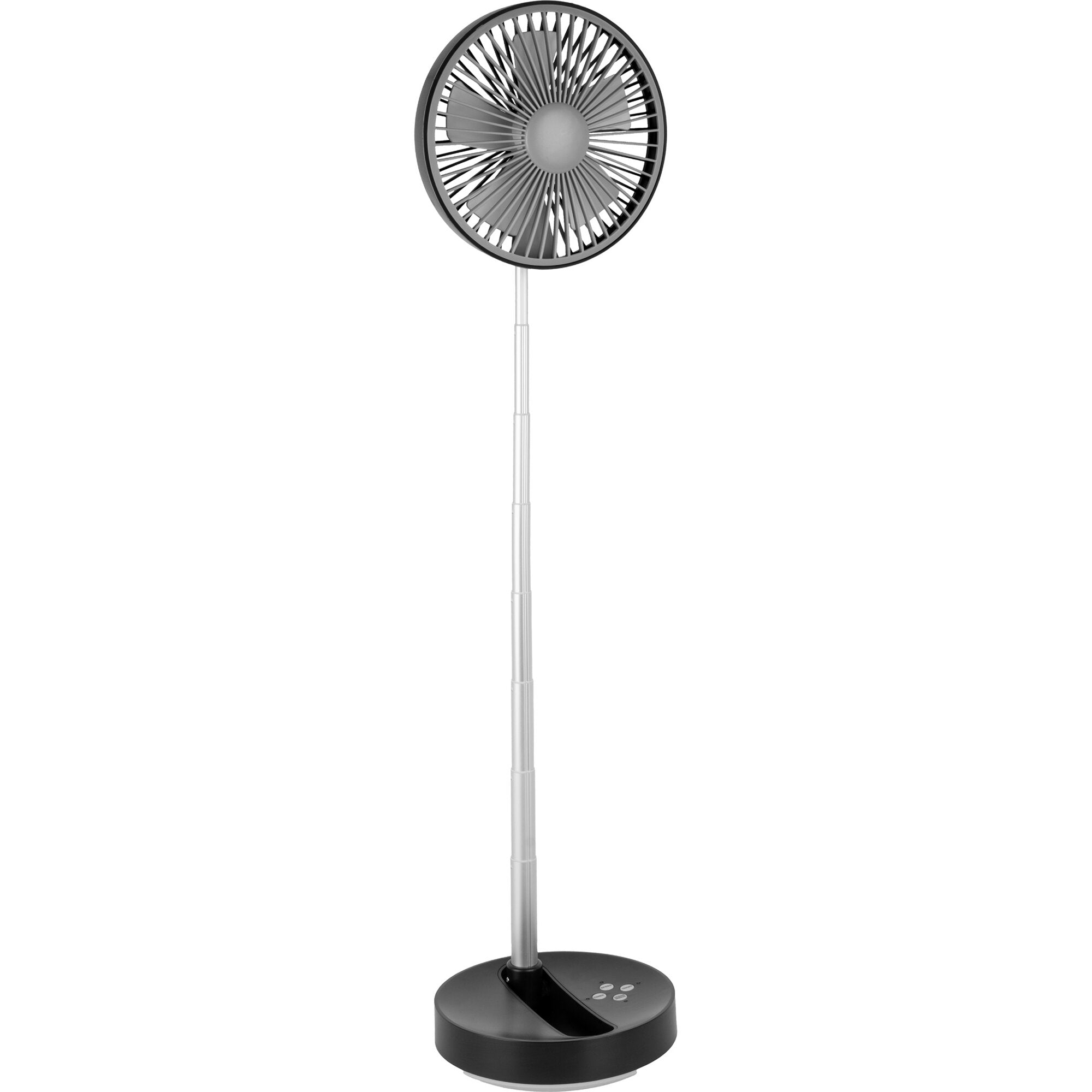 Ventilator Hurrifan RG Standventilator mit rundem Schutzgitter drei grauen Flügeln verstellbarem Stiel und schwarzem Sockel mit Bedienfeld
