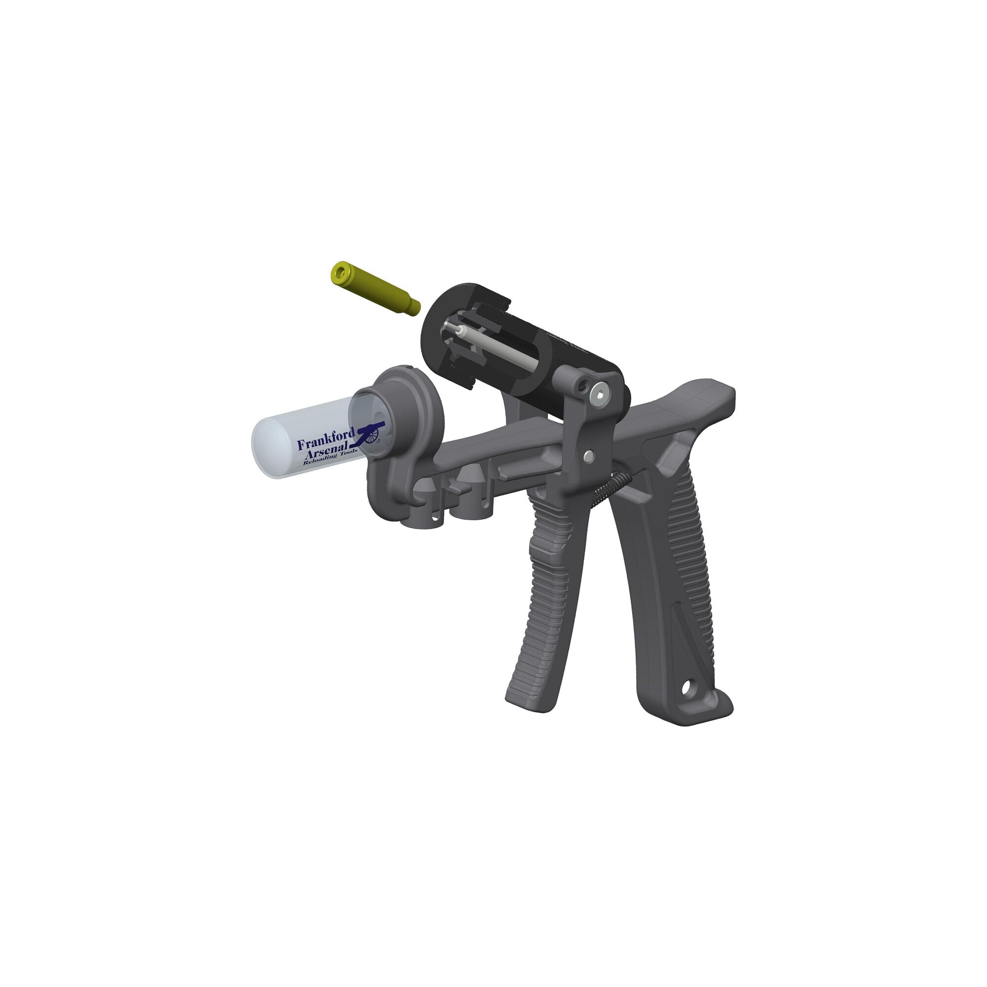 Frankford Arsenal Hand-Deprimierwerkzeug 909283 mit Schnittansicht des Hülsenhalters