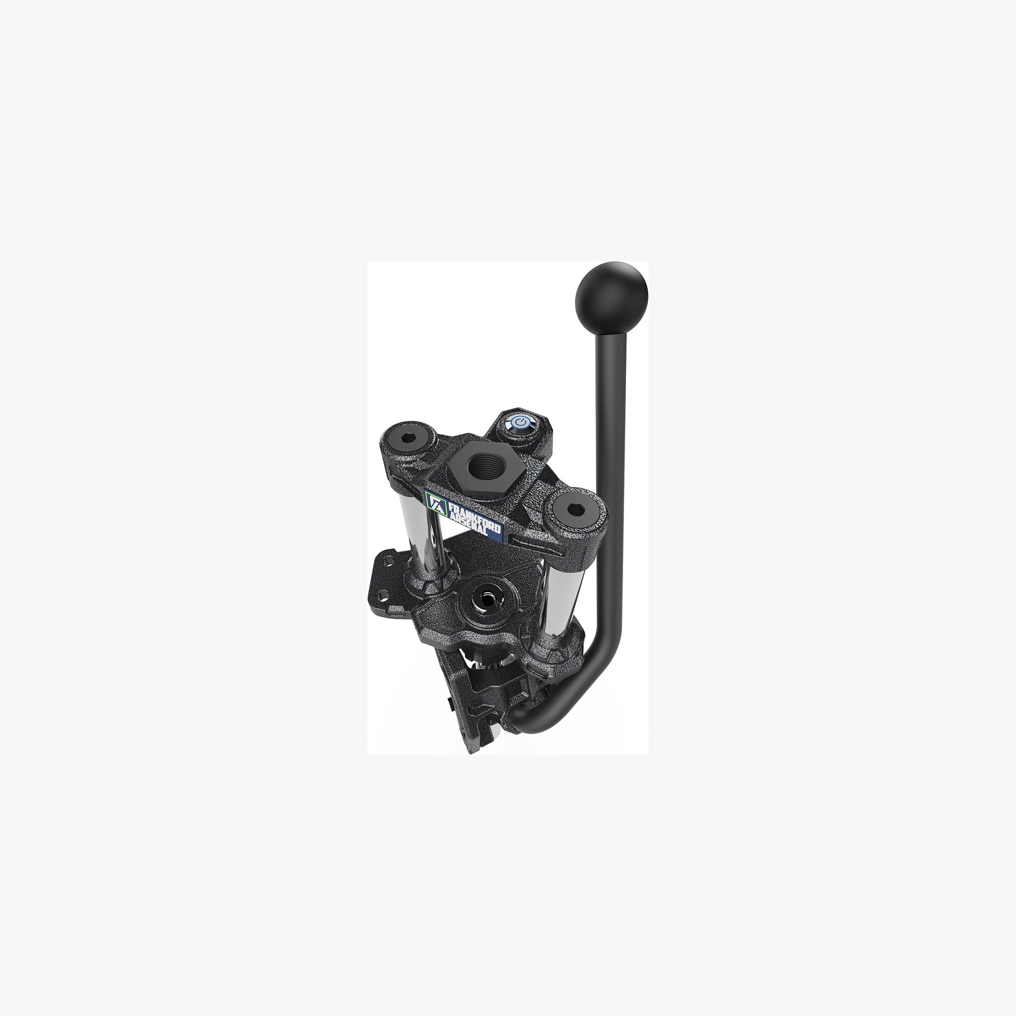Frankford Arsenal F-1 Einstationenpresse 1122194 – Draufsicht auf 7/8x14-Matrizenaufnahme und LED-Schalter