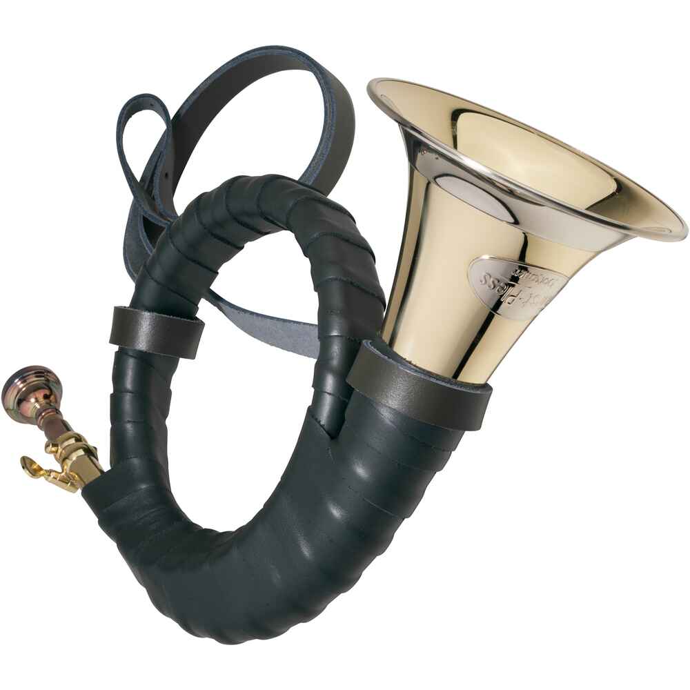 Dotzauer Fürst-Pless-Horn B mit Stimmzug, Lederumwicklung, Einbrennlack