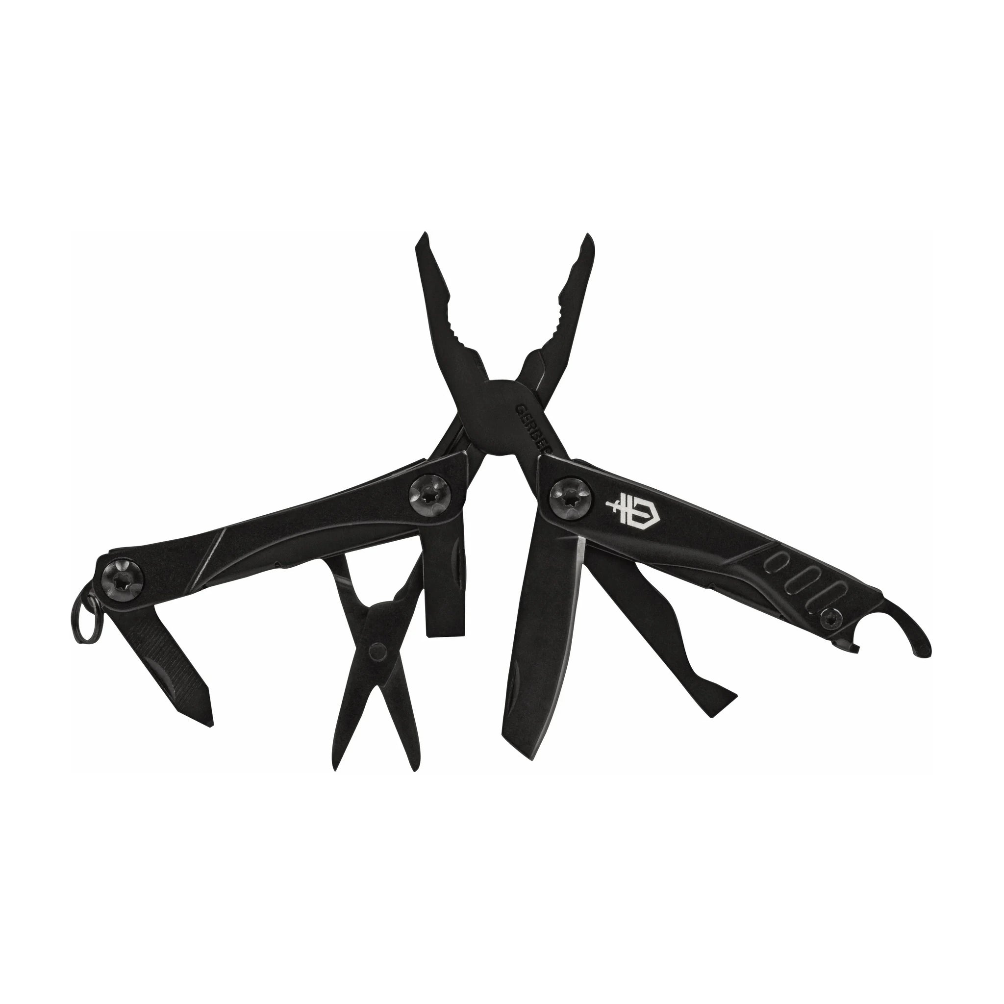 Gerber Dime Black Mini-Multitool · zwölf Funktionen vollständig geöffnet
