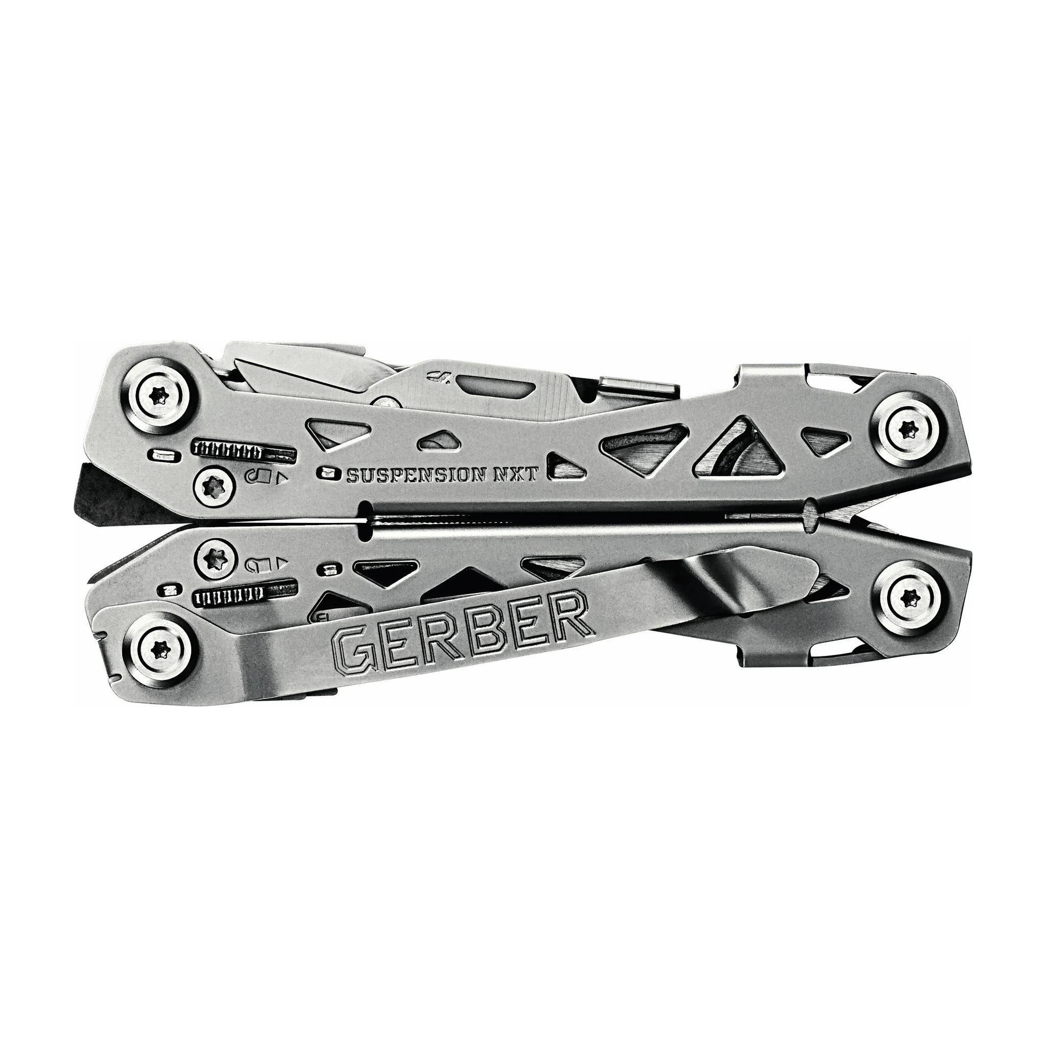 Gerber Suspension NXT Edelstahl-Multitool · geschlossen mit sichtbarem Taschenclip