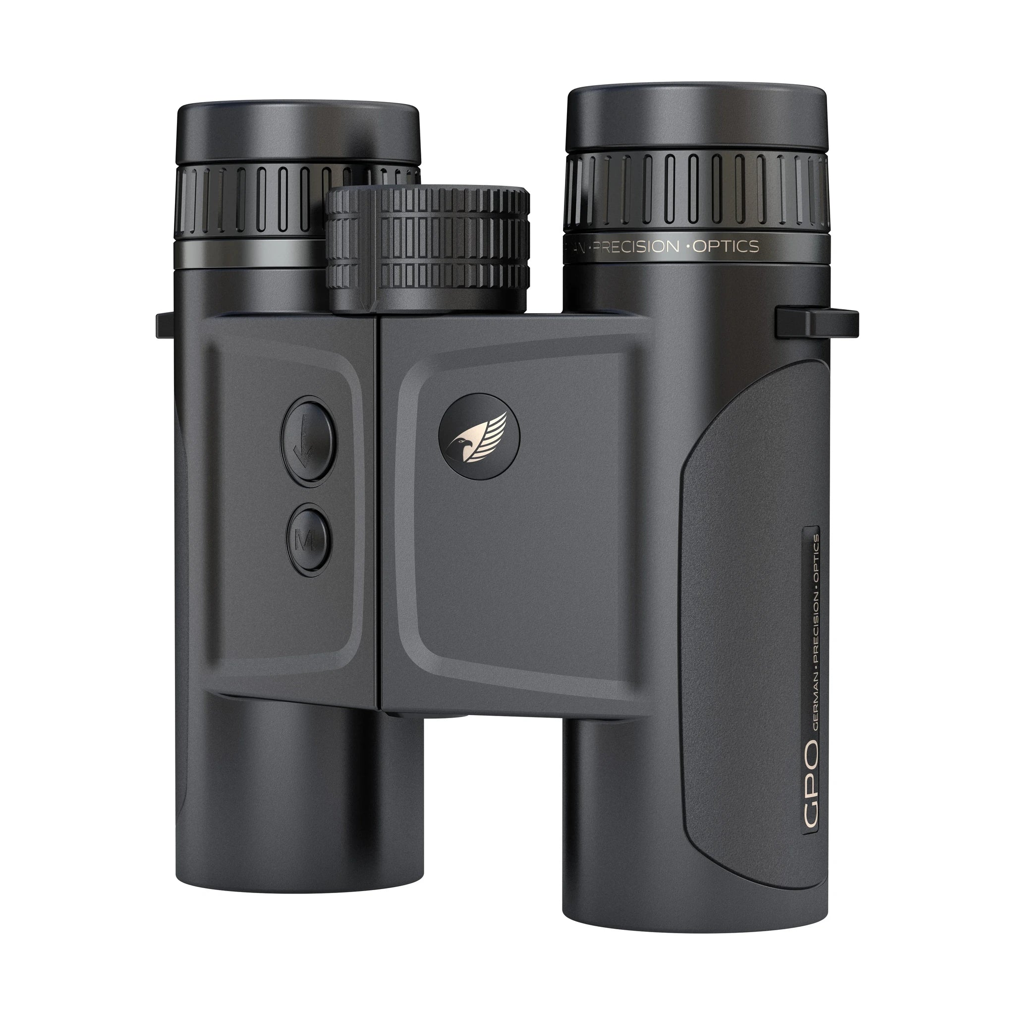 GPO RANGEGUIDE 3000 8×32 Fernglas mit Entfernungsmesser in Seitenansicht