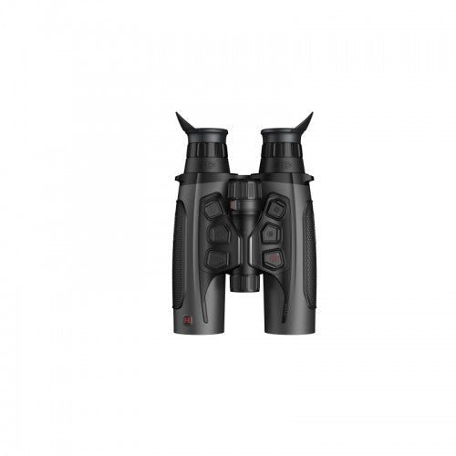 Schwarzes Hikmicro Binocular Habrok 4K HE25L Fernglas mit zwei Okularen und zentralem Fokusrad, robuste Outdoor-Konstruktion.