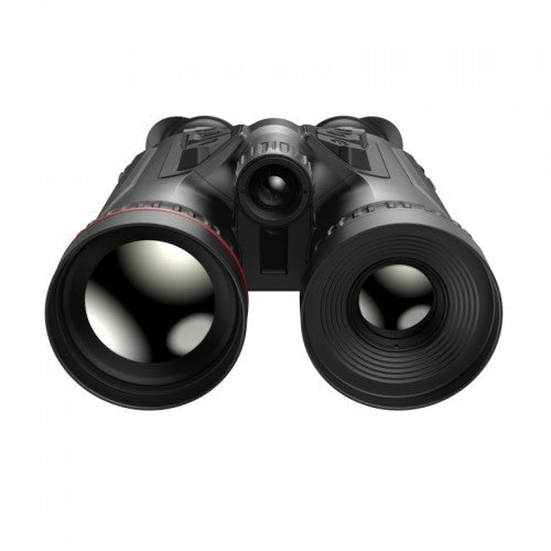 Schwarzes Hikmicro Habrok Pro HX60LS Nachtsichtfernglas mit großen Objektivlinsen und robustem Gehäuse, frontalansicht.