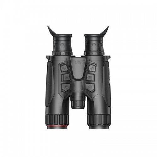 Schwarzes Hikmicro Habrok 4K HQ35L Fernglas mit zwei großen Okularen, mittiger Zoom- und Steuerfunktion, ergonomischem.