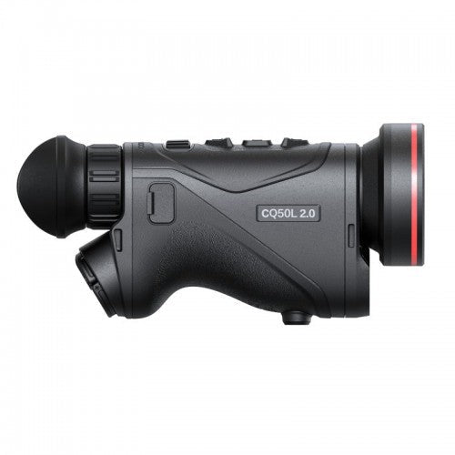 Schwarzes Hikmicro Monokular Condor CQ50L 2.0 mit ergonomischem Design, gummierter Oberfläche und roten Akzenten am vorderen