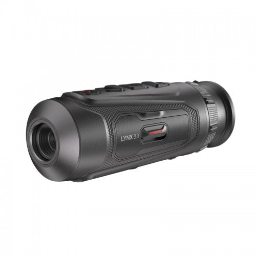 Schwarzes Hikmicro Lynx LE10 3.0 Monokular mit ergonomischem Design und seitlichem Fokusregler, kompakt und handlich.