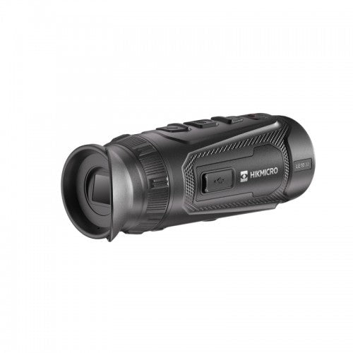 Schwarzes Hikmicro Lynx LE10 3.0 Monokular mit ergonomischem Griff, Daumensteuerung und Softtaste an der Oberseite, kompakte .