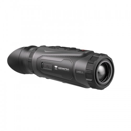 Schwarzes Hikmicro Monokular Lynx LH25 3.0 mit griffigem Gehäuse und großem Frontobjektiv, kompakt und handlich gestaltet.