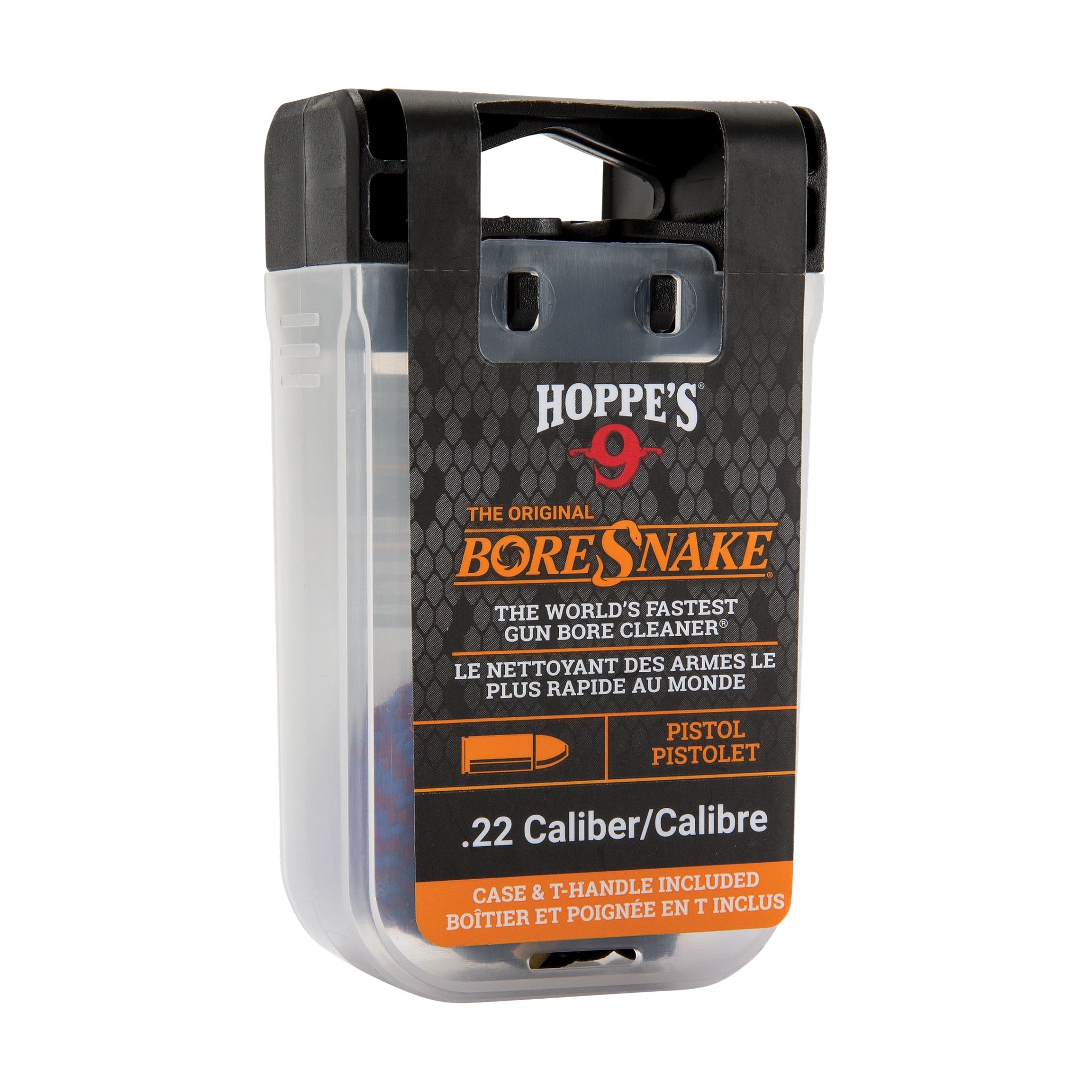 Hoppe’s BoreSnake Original Den .22 für Pistolen in der Verpackung mit Box und Griff