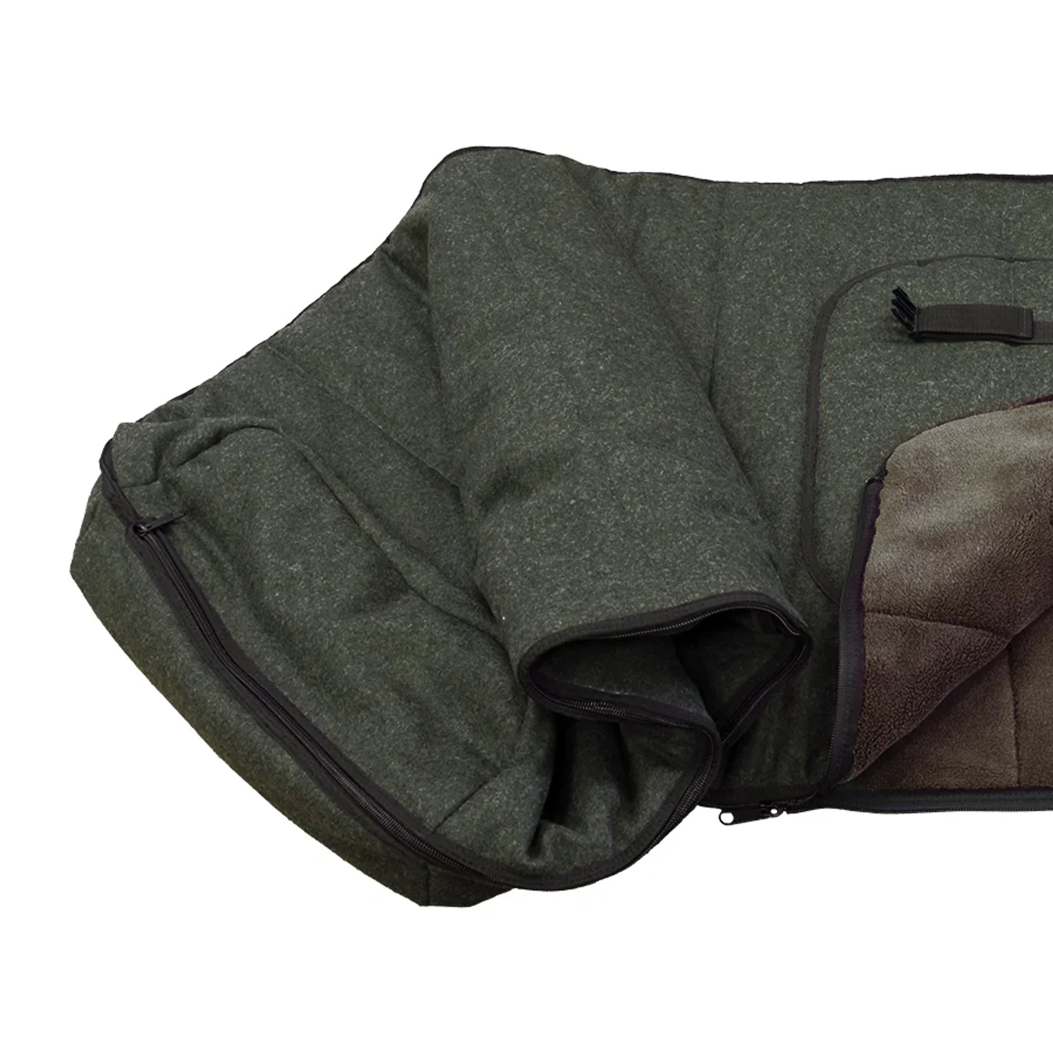 House of Hunting Loden-Ansitzsack Detail Mufftasche und Reißverschluss