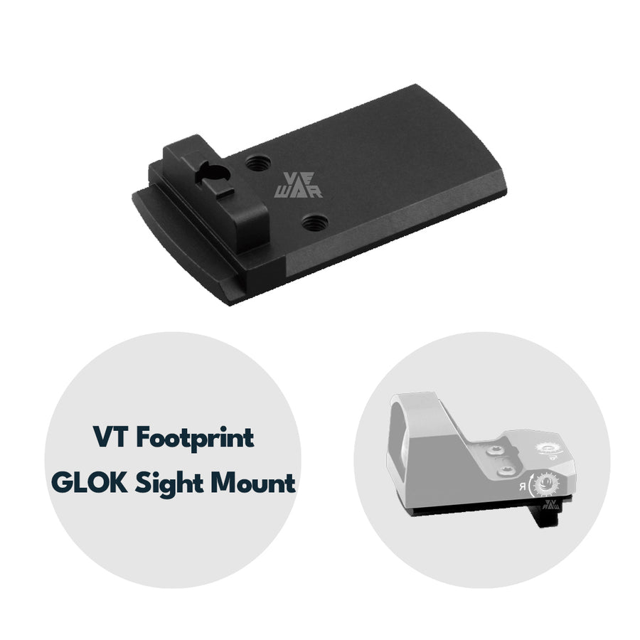 Schwarze VeWar VWPM-01 Glock Pistolenmontage aus 6061-T6 Aluminium mit VT-Footprint, rechteckige Basis und.