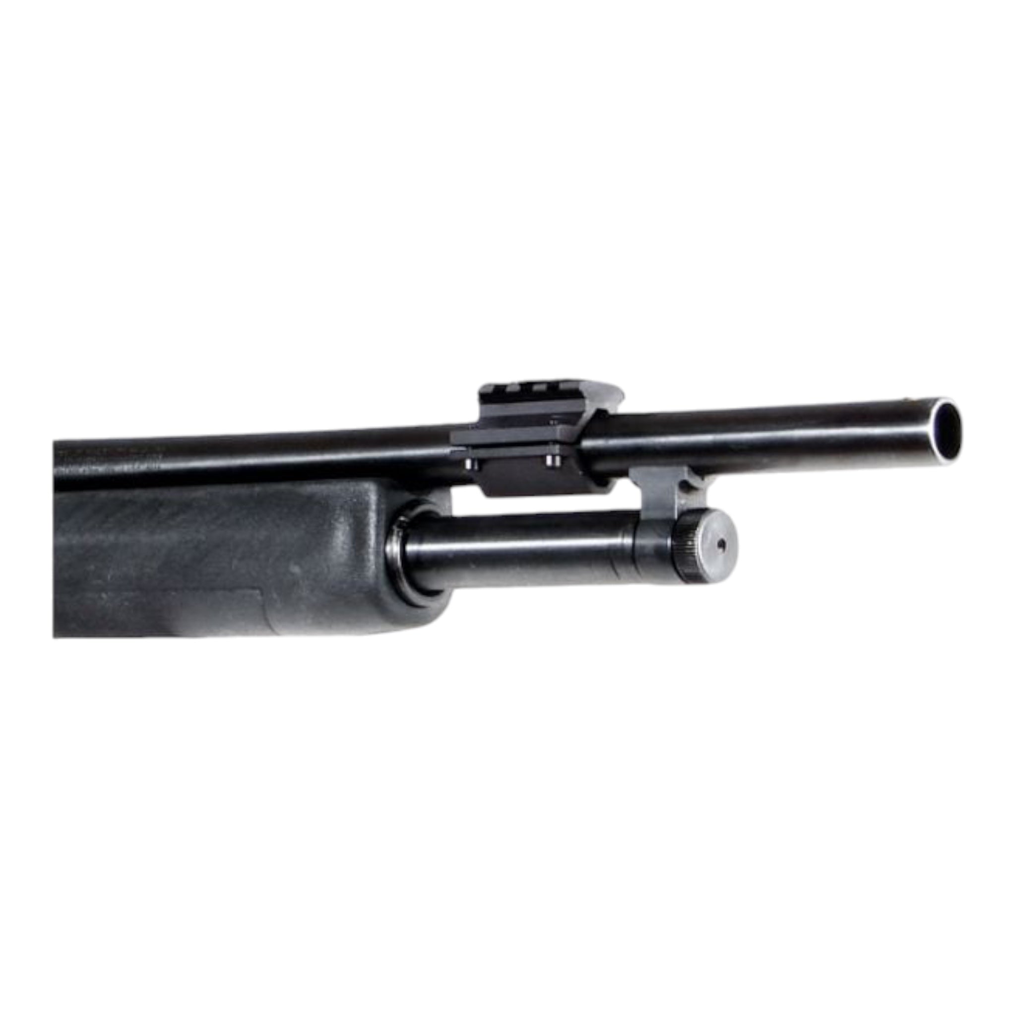 Schwarze UTG Universal Single-Rail Laufmontage aus Aluminium, montiert auf Gewehrlauf, kompakte Größe, 3 Montageschlitze,.