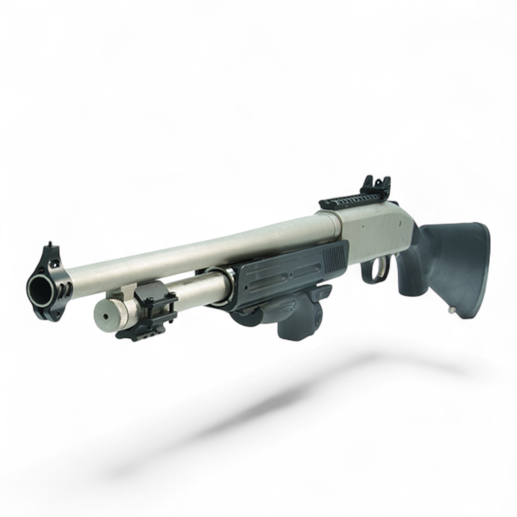 Matt-schwarzes UTG Korn für Mossberg 12 GA Flinten, aus Aluminium, höhenverstellbar, montiert auf Laufklemme mit offener.