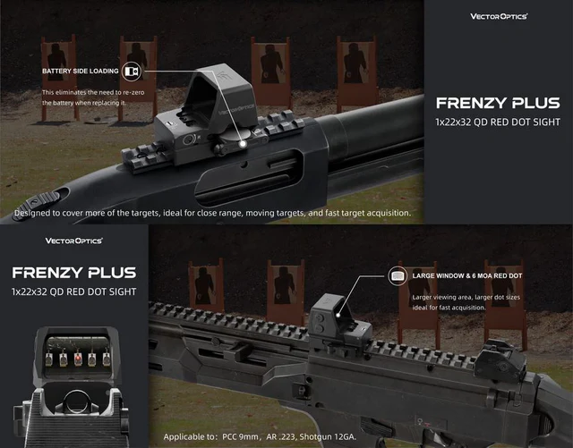VectorOpticsVector Optics SCRD - 65 Frenzy Plus F3 1x22x32 QD Reflexvisier - Black Raptor