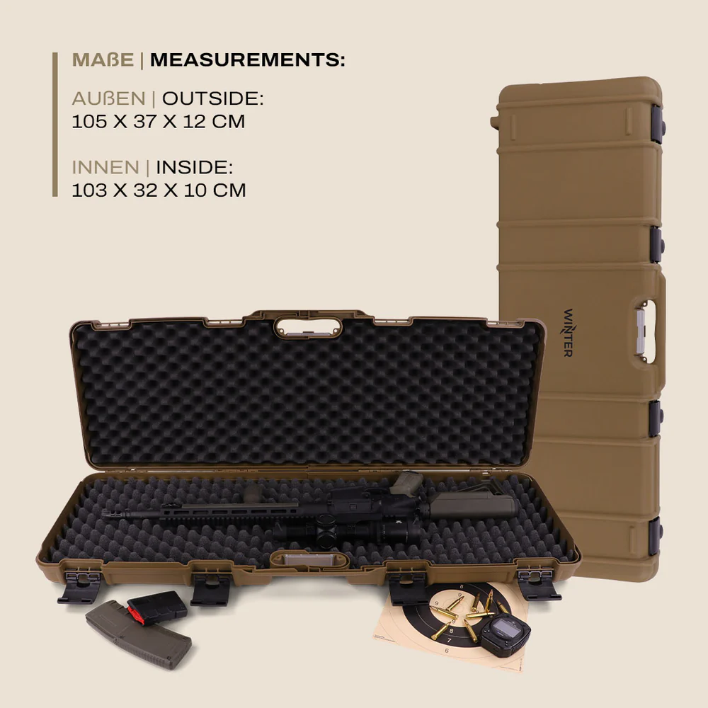 WinterWinter W10 Rifle Case 103 cm – robuster Hartschalenkoffer für Langwaffen - Black Raptor