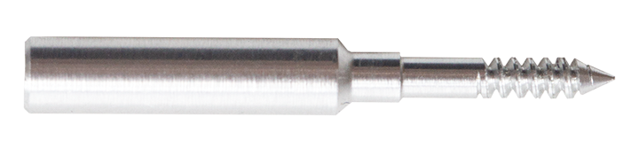 Silberner Aluminium-Adapter mit Außengewinde und Feingewinde, zylindrisch und glänzend.