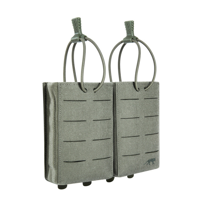 Olivegrüne Tasmanian Tiger SGL Mag Pouch mit MOLLE-System, zwei Fächer, verstellbare Kordelverschluss oben, robustes.