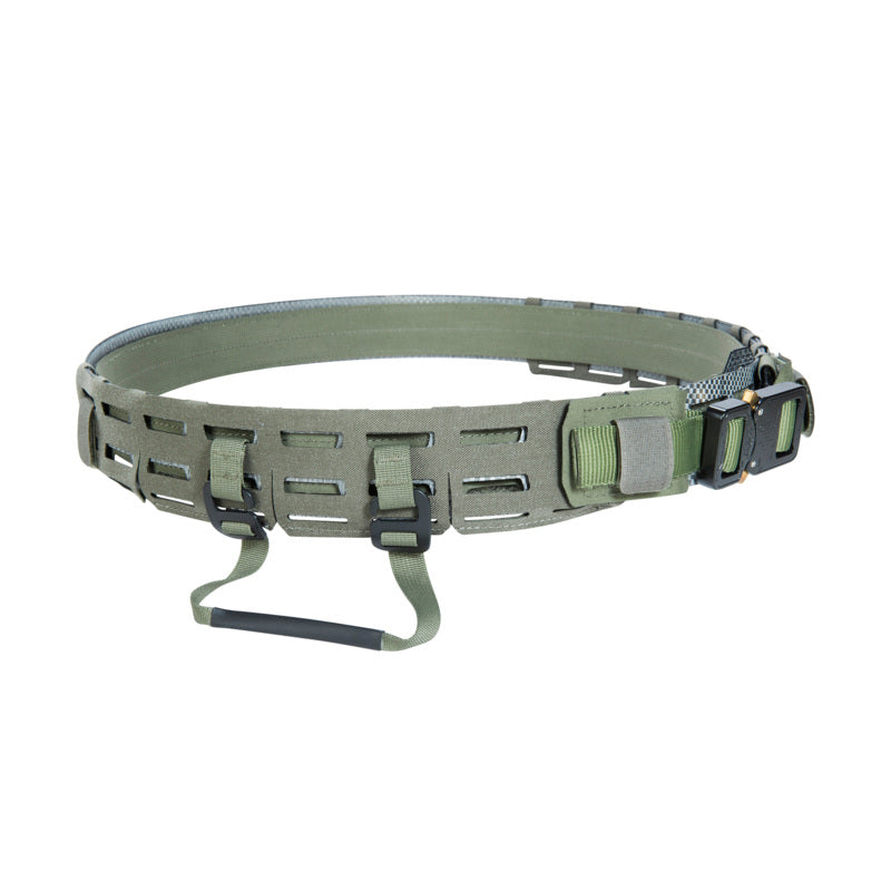 Stone grey olive taktischer Battle Belt mit robustem Verschluss und Halteschlaufe, flexibel verstellbar.