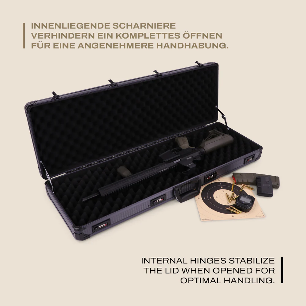 WinterWinter W13 Alu Rifle Case 93 cm – kompakter Aluminium - Langwaffenkoffer - Black Raptor