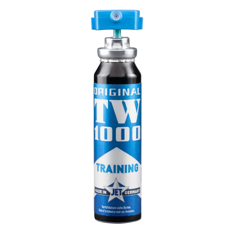 TW1000 Inert-Jet Super-Garant Trainingspatrone in schwarz und blau mit weißer Trainingsbeschriftung und blauem oberen.