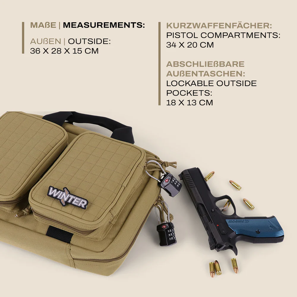 WinterWinter W8 Pistol Bag – Pistolentasche für 2 Kurzwaffen - Black Raptor