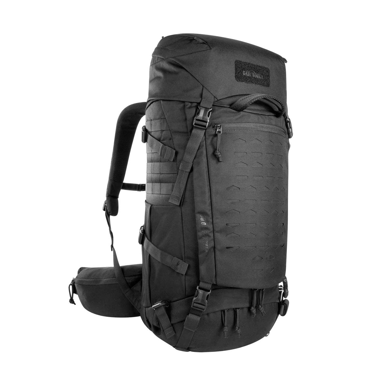 Schwarzer Tatonka Pyrox 45+10 BC Trekkingrucksack aus robustem Cordura mit verstellbaren Kompressionsriemen und gepolstertem .