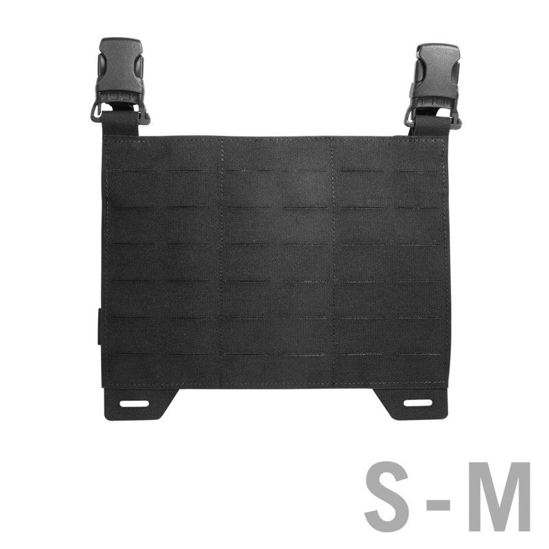 Schwarzes Tasmanian Tiger Carrier Panel LC in Größe S-M mit Lasercut-MOLLE-System aus robustem Cordura-Material und zwei.
