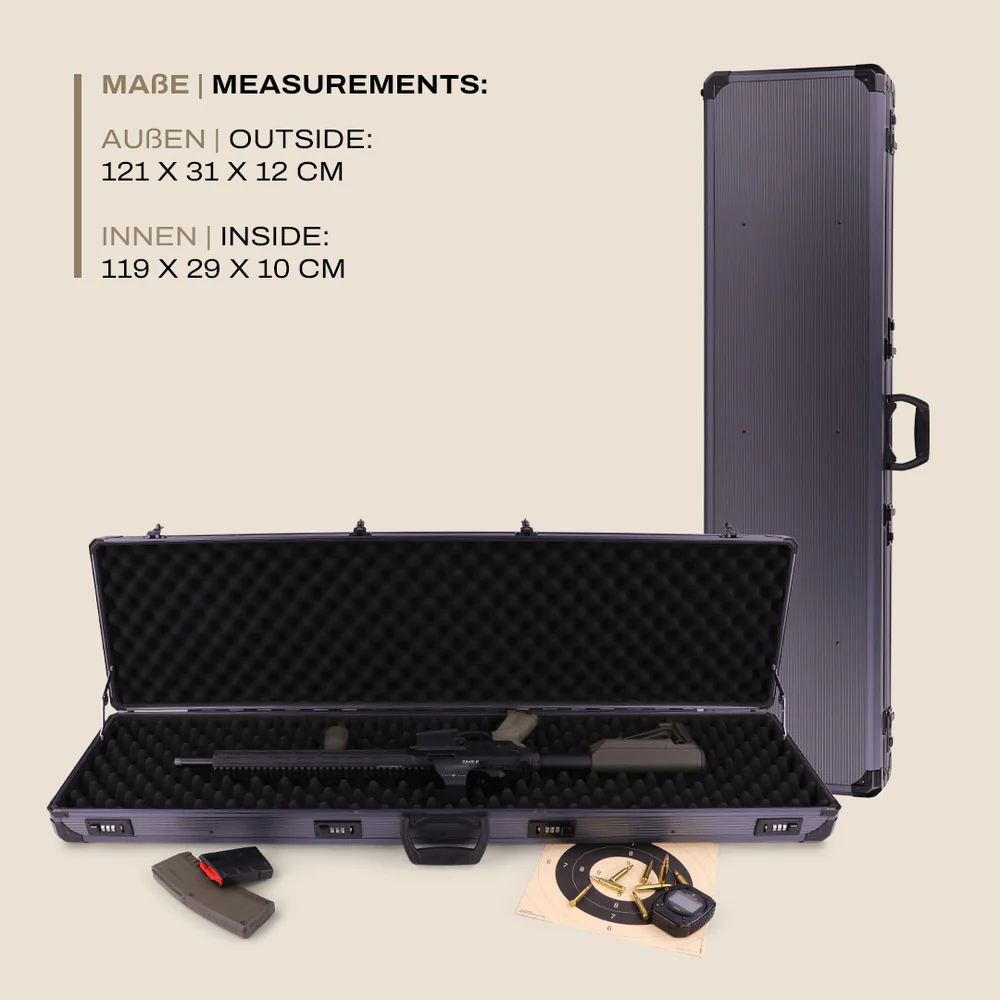WinterWinter W12 Alu Rifle Case 119 cm – Aluminium - Langwaffenkoffer - Black Raptor