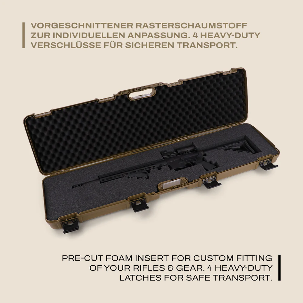 WinterWinter W11 Rifle Case 117 cm – robuster Hartschalenkoffer für Langwaffen - Black Raptor