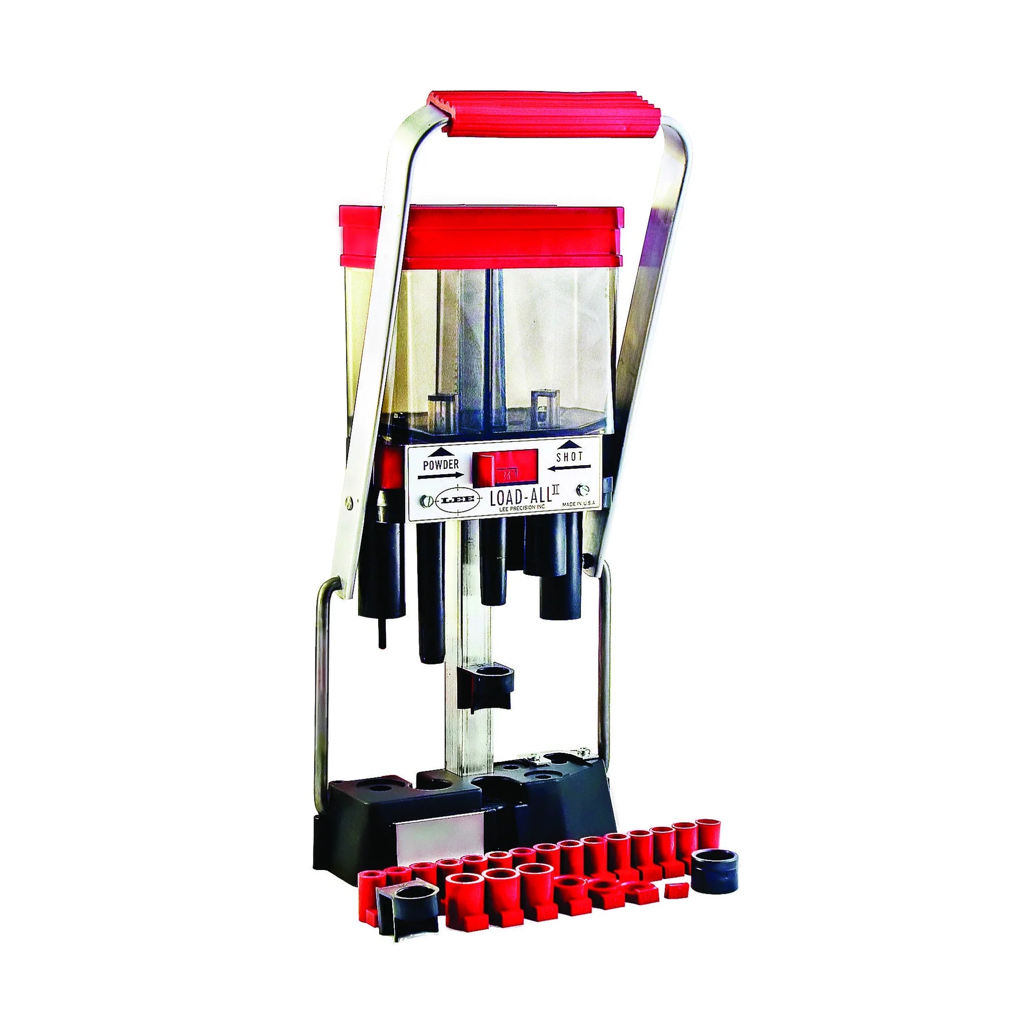 LEE Load-All II Schrotladepresse für 16 Gauge mit Buchsensatz in Vorderansicht