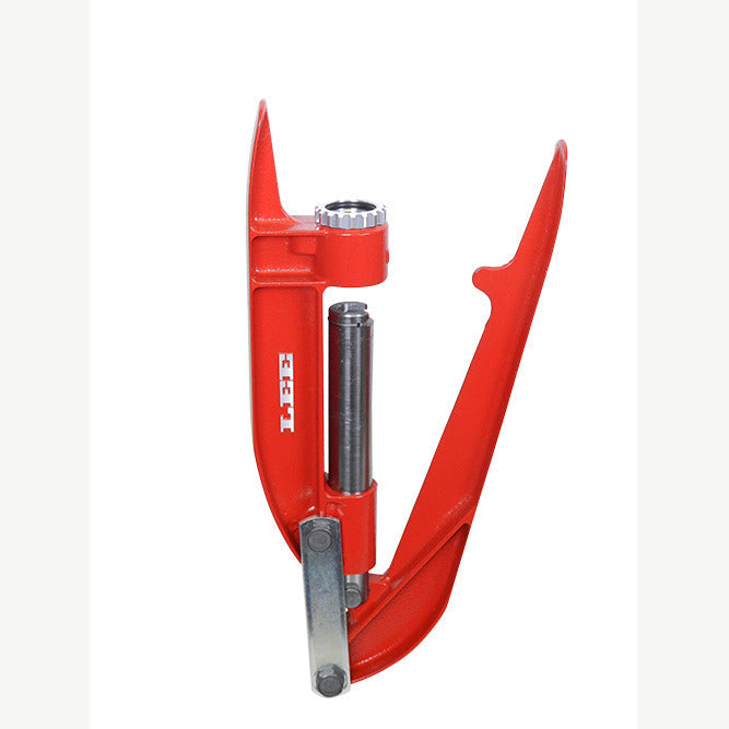 LEE PRECISION 90685 Breech Lock Handpresse in Rot mit eingesetzter Smart-Lock-Schnellwechselbuchse