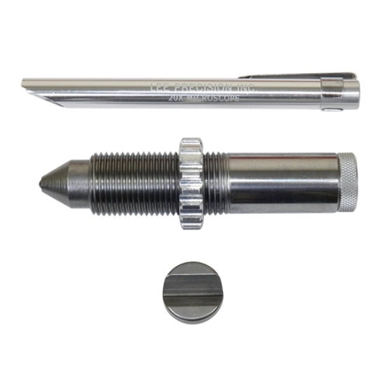LEE PRECISION 90924 Blei-Härteprüfset mit 20-fach-Taschenmikroskop, Eindrückwerkzeug und Prüfkörper