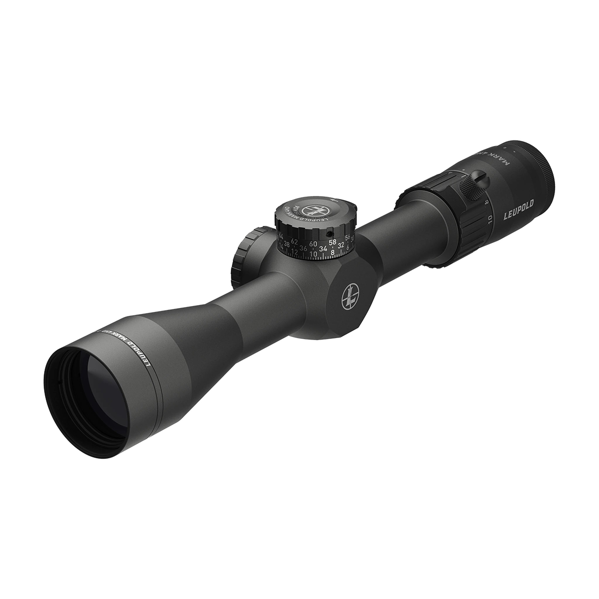 Leupold Mark 4HD 2.5-10x42 M1C3 FFP PR1-MOA Zielfernrohr in vollständiger schräger Vorderansicht
