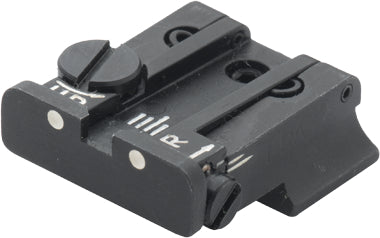 LPA TPU10WE30 verstellbare Mikrometer-Kimme für S&W 3rd Gen Pistolen Kaliber .45 ACP/10 mm Auto – 2-Punkt – Produktansicht