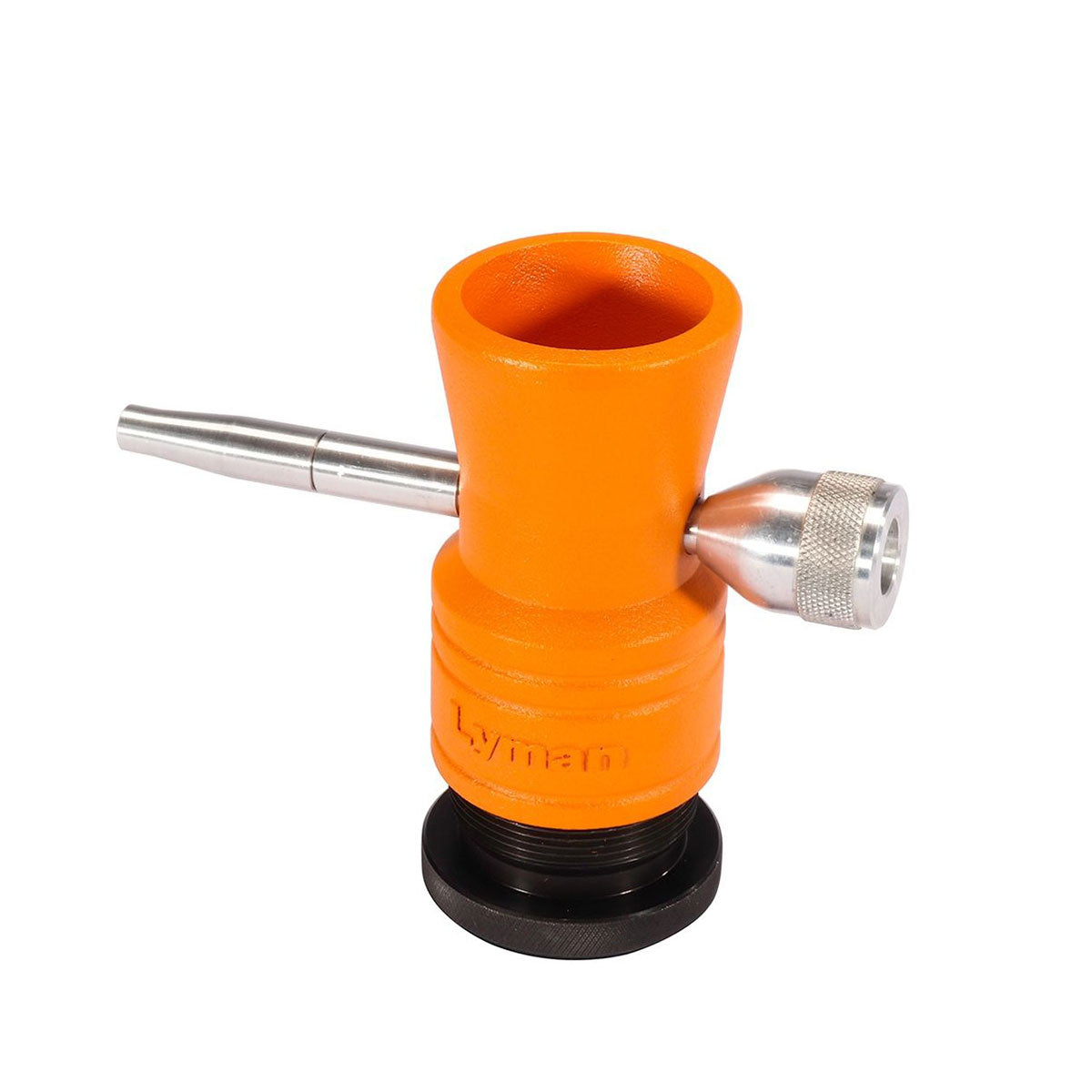 LYMAN Brass Smith Pulvertrickler 7752500 mit orangefarbenem Gehäuse und höhenverstellbarer Stahlbasis