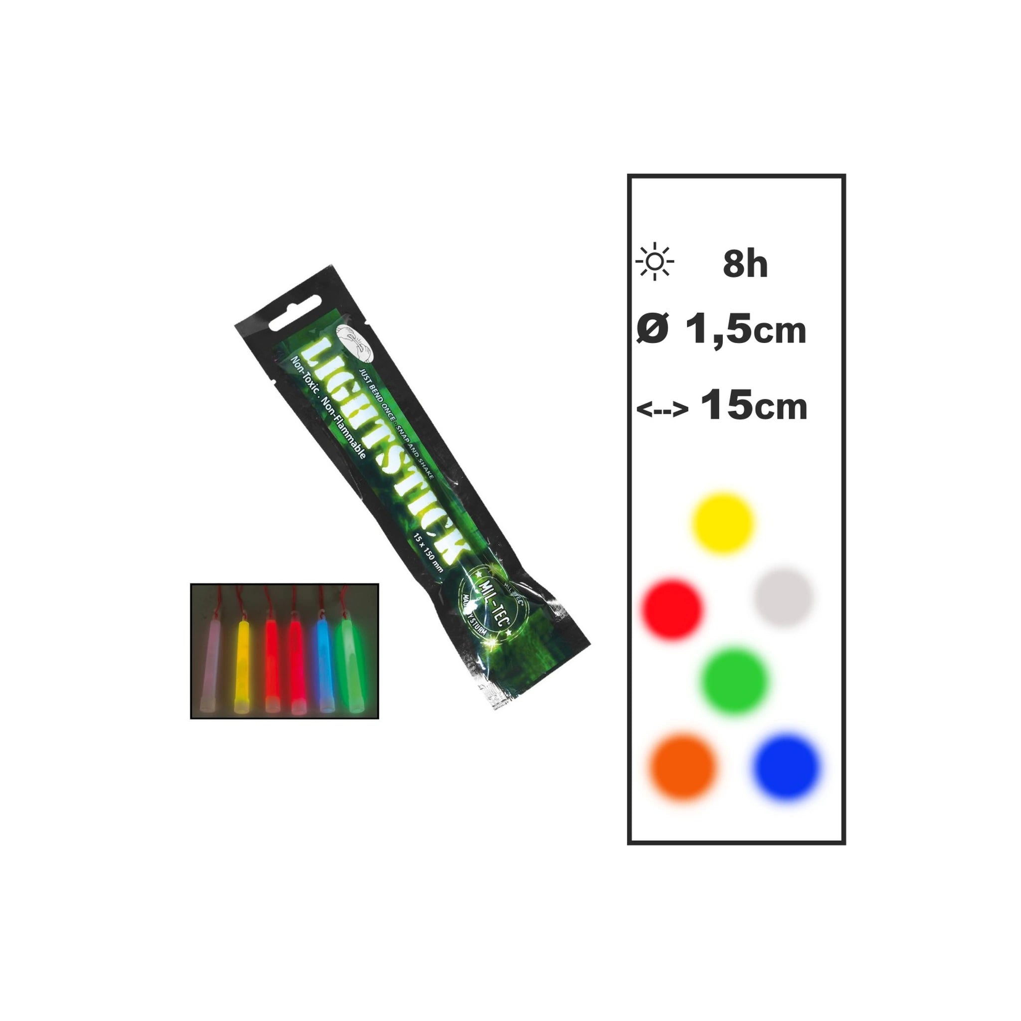 MIL-TEC MIL-TEC® Knicklicht mit Haken, 15 x 1,5 cm (L x Ø), Leuchtdauer: 8-12 h, 1 Stk. - Ansicht 1