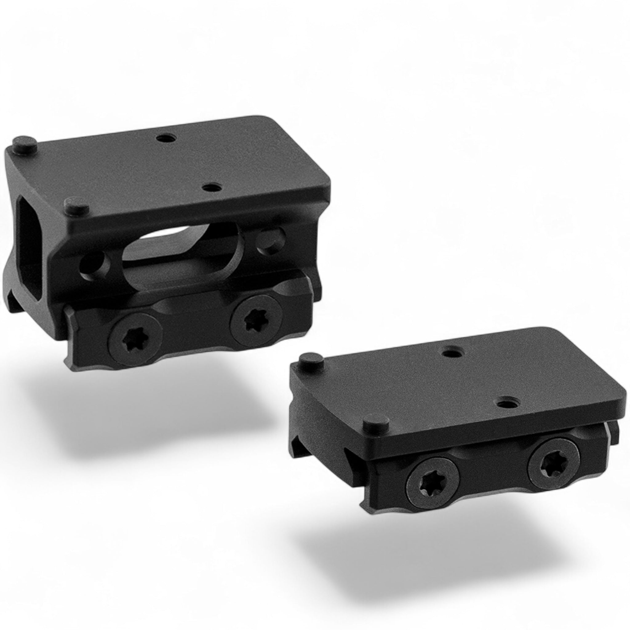 Schwarzes UTG RMR Montageset aus eloxiertem Aluminium, bestehend aus zwei robusten, rechteckigen Montageringen in.