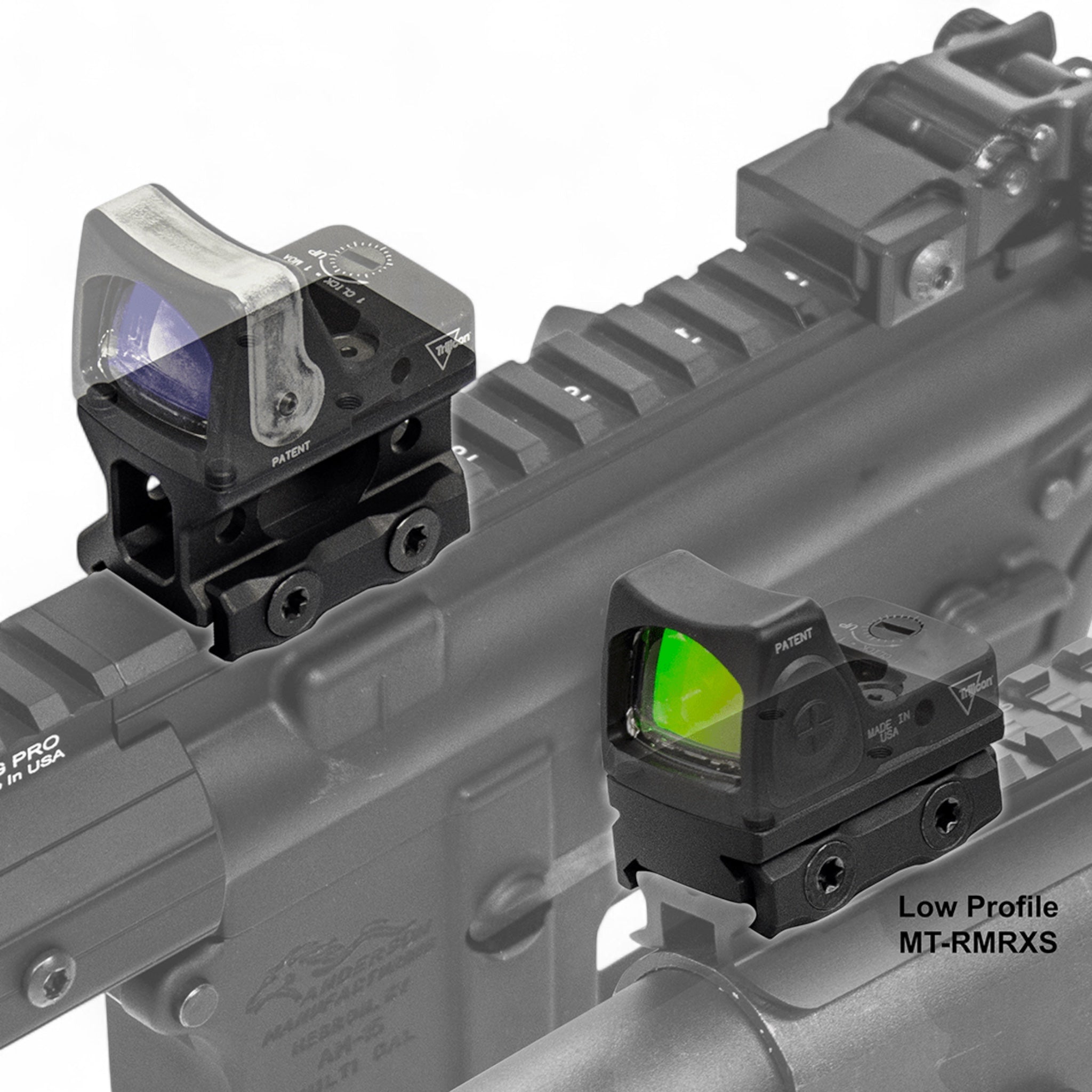 Schwarzes UTG RMR Montageset aus eloxiertem Aluminium mit Low-Profile-Design, zwei Befestigungen auf Picatinny-Schiene,.