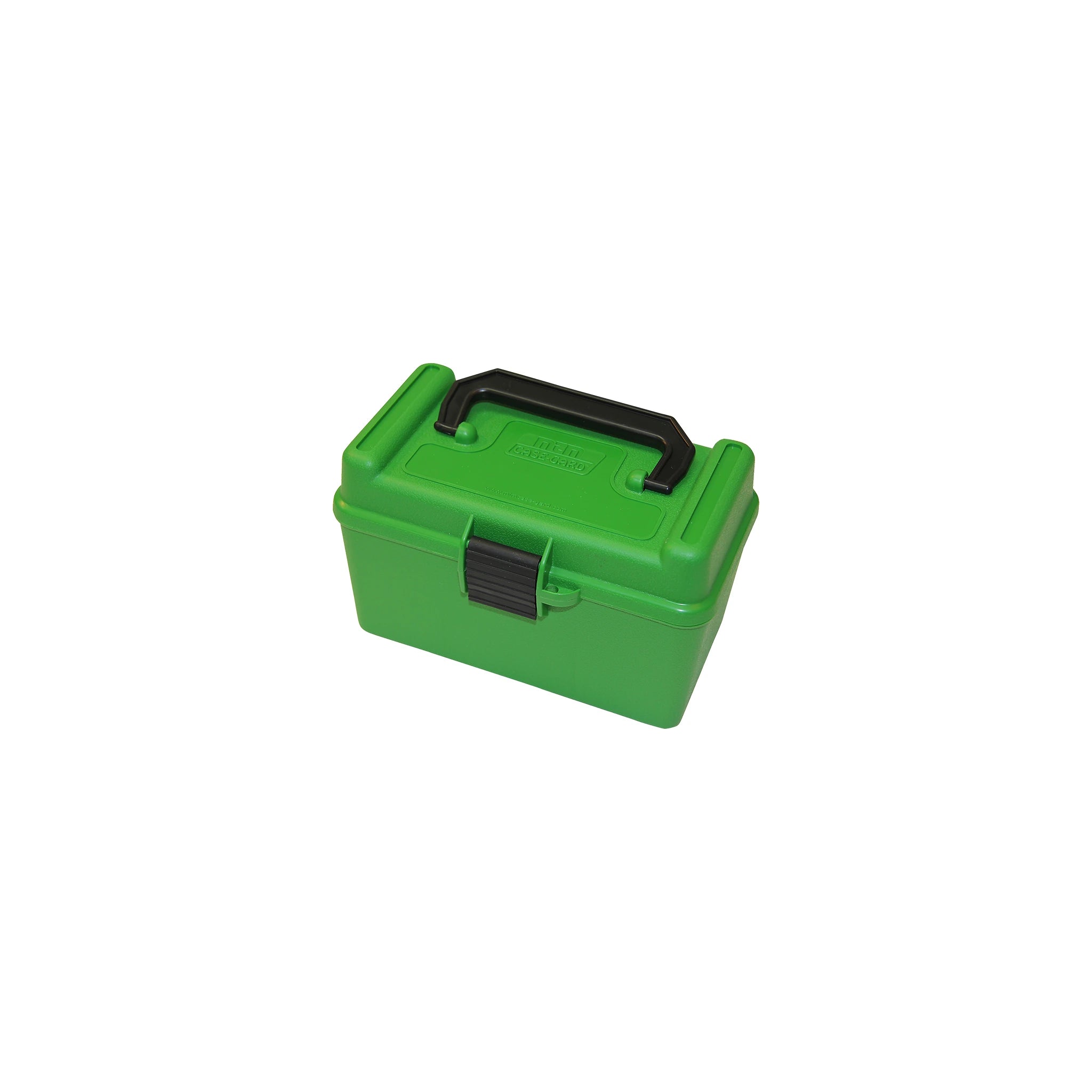 Grüne MTM CASE-GARD H50-RM-10 Deluxe-Patronenbox mit geschlossenem Klappdeckel und Tragegriff