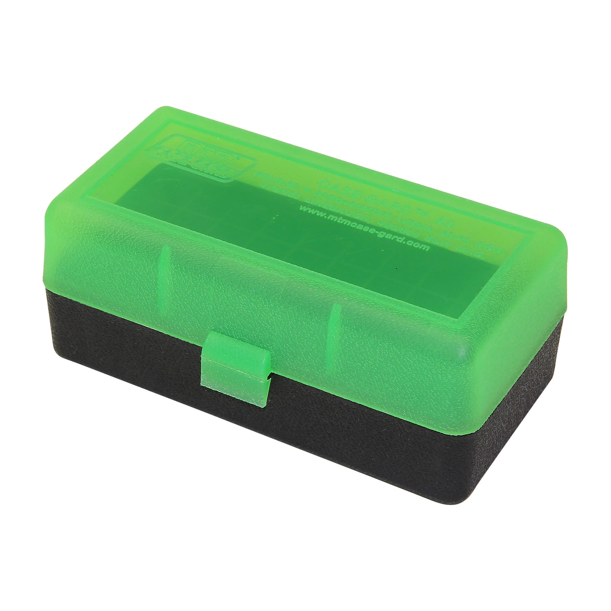 MTM CASE-GARD RSLD-50-16T Patronenbox mit geschlossenem grünem Deckel und schwarzem Boden