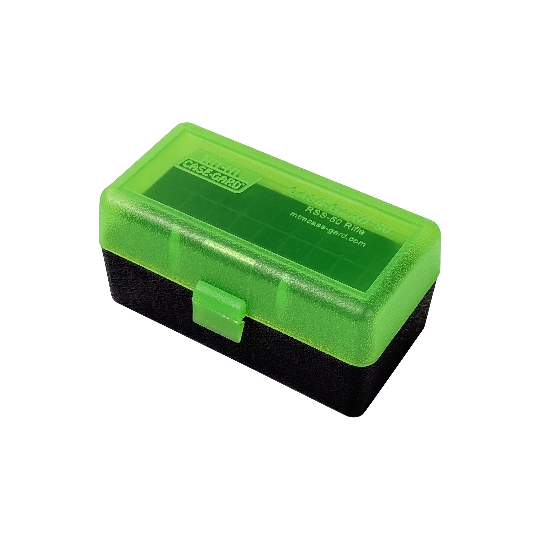 MTM CASE-GARD RS-S-50-16T Patronenbox mit geschlossenem grünem Deckel und schwarzem Boden