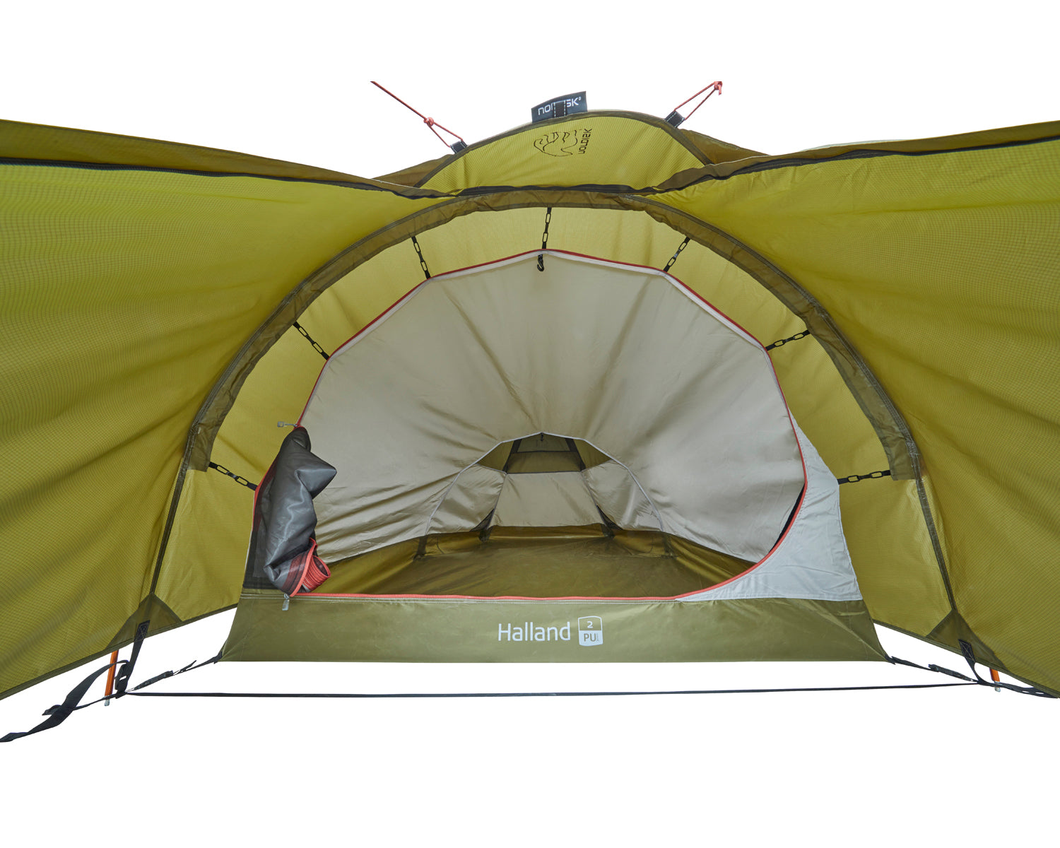 Nordisk Halland 2 PU mit geöffneter Apsis und Innenzelt